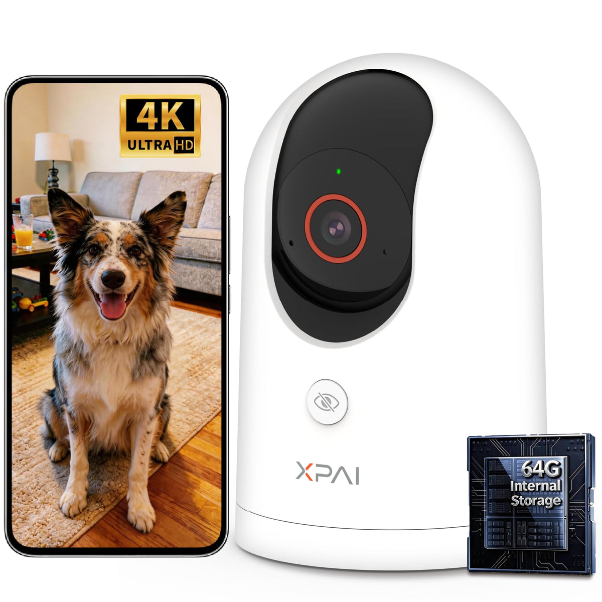 4K UHD Indoor Camera, 64G Built-in Storage No Subscription - Image 1