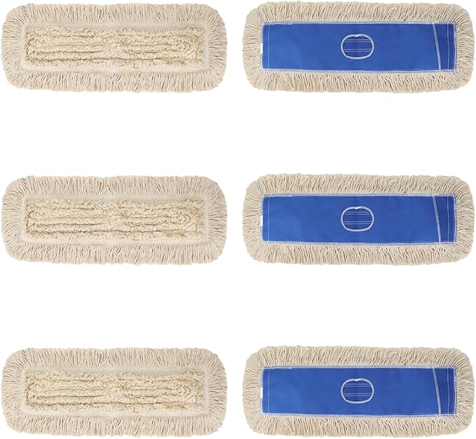 Commerial Dust Mop Replacement Head 36 Inch, Microfiber Dust Mop Head Refills,Industrial Heavy Duty Mopping Head for Janitorial Supplies & Hardwood Floor Cleaning,Blue (6 Pack）