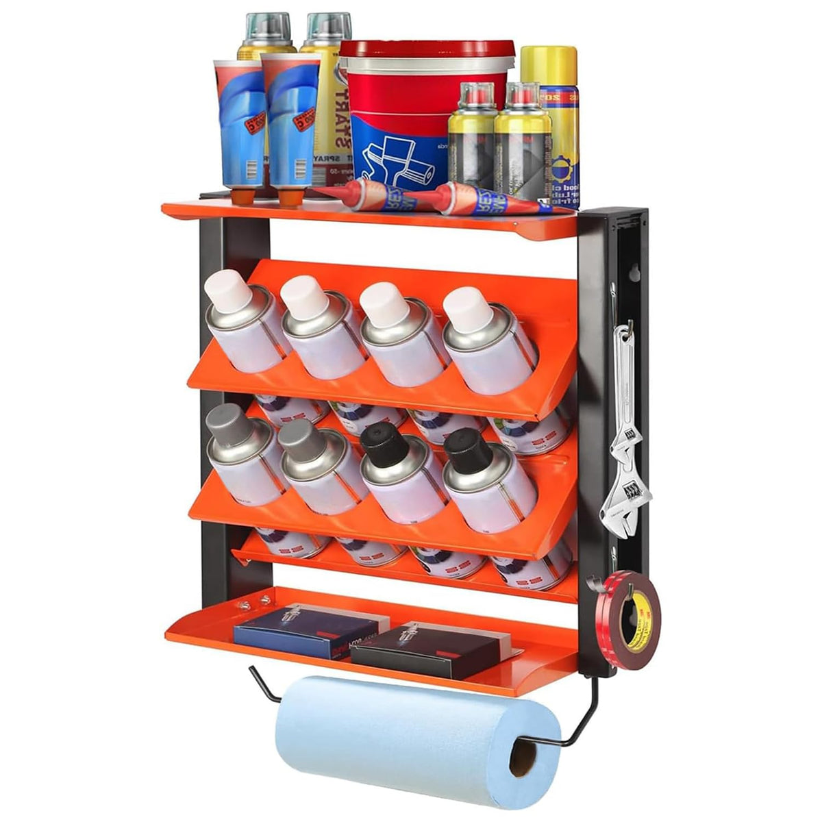 Spray Can Holder, Wall Mount Paint Bottle Organizer 8 Holes & 2 - Image 1