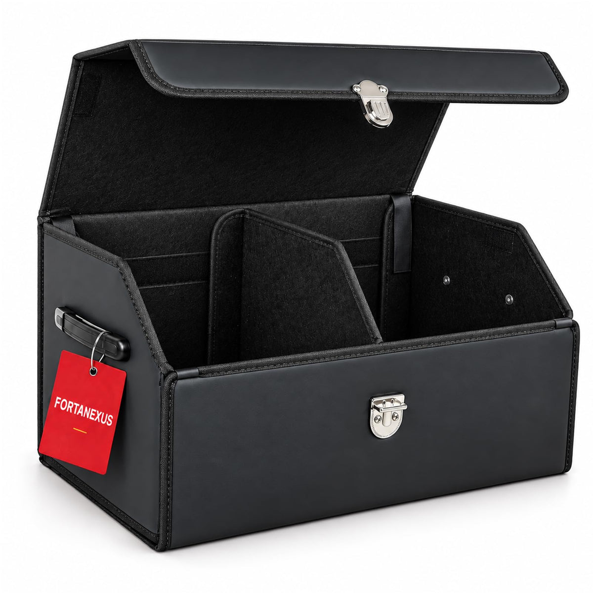 Car Trunk Organizer with Sturdy Faux Leather Lid - 20.9 inch 48L - Image 1