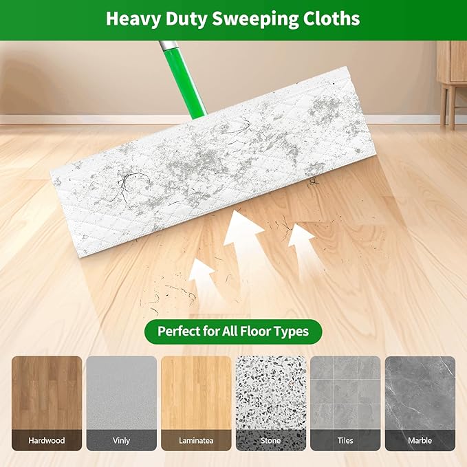 65 Count Heavy Duty Disposable Mop Refills, Heavy Duty Dry Sweeping Cloths for S.wiffer XL - Designed for Hard Surfaces, Convenient Single-Use Cleaning Pads