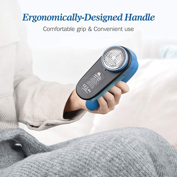 BEAUTURAL Fabric Shaver and Lint Remover, Sweater Defuzzer with 2-Speeds, 2 Replaceable Stainless Steel Blades, Battery Operated, Remove Clothes Fuzz, Lint Balls, Pills, Bobbles
