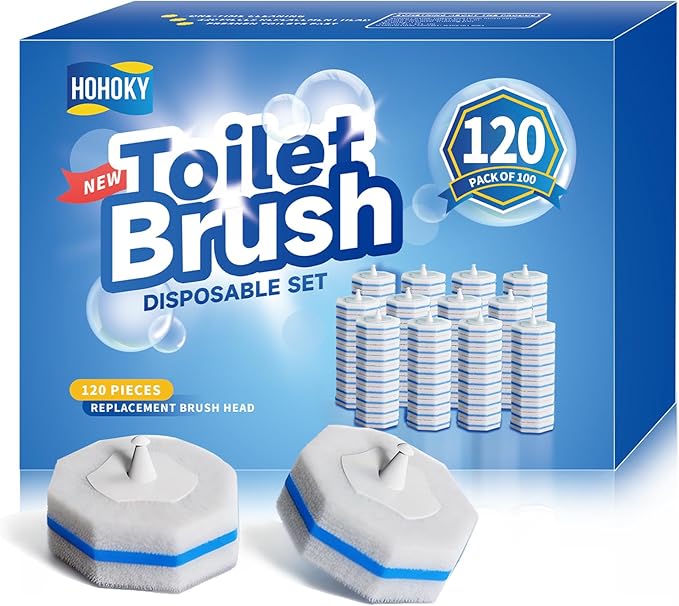 120pcs Bulk Pack of Disposable Toilet Brush Heads，Toilet Wand Refills for Toilet Bowl Brush Cleaner Pads,Toilet Brush Replacement Compatible Heads with Most Toilet Brushes