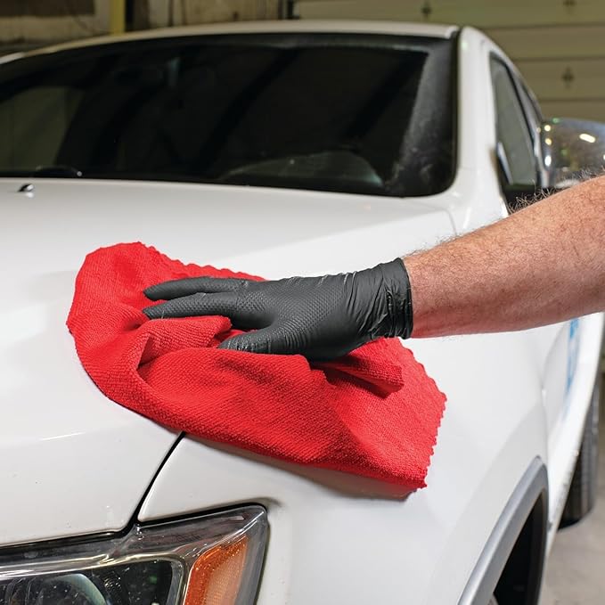 PIG Microfiber Cloths| Durable Low-Lint Microfiber Rags | 50 per box | 16" W x 16" L | Red | PM50827-RD