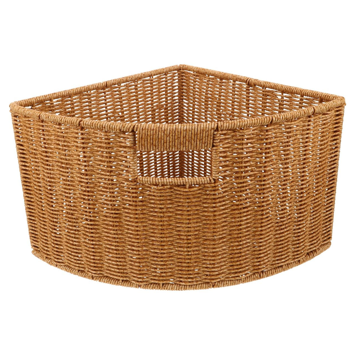 Woven Triangle Corner Storage Basket with Handles Shelf Laundry - Image 1