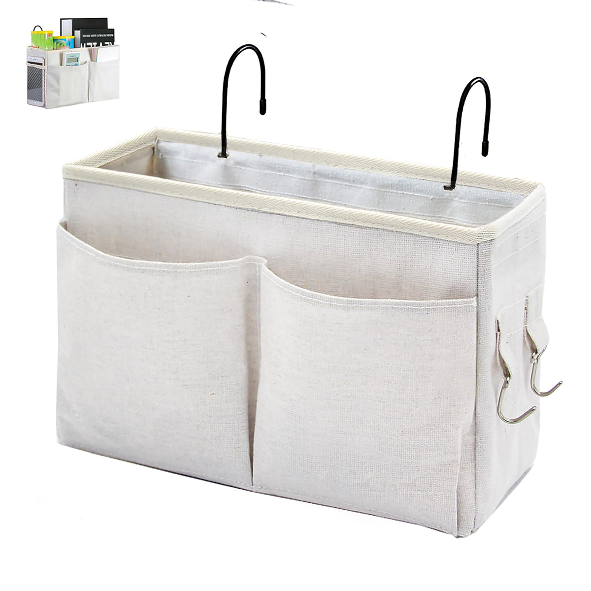 Bedside Caddy Organizer - Bedside Hanging Storage Bag with Hooks - Image 1