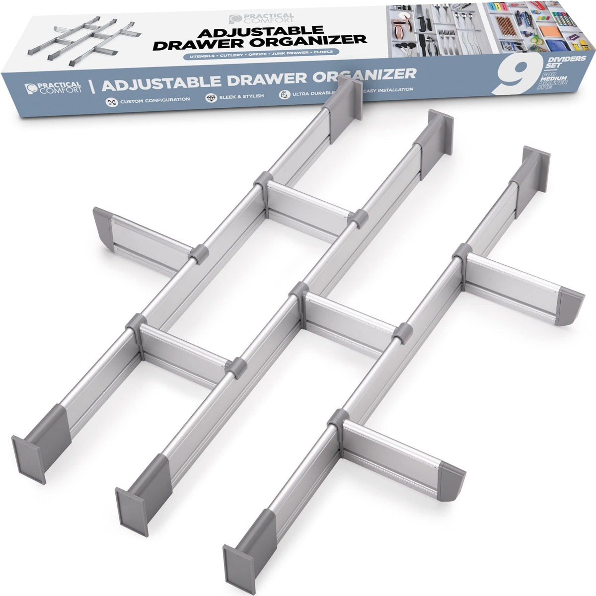Practical Comfort Aluminum Drawer Organizer for Kitchen Utensils - Image 1
