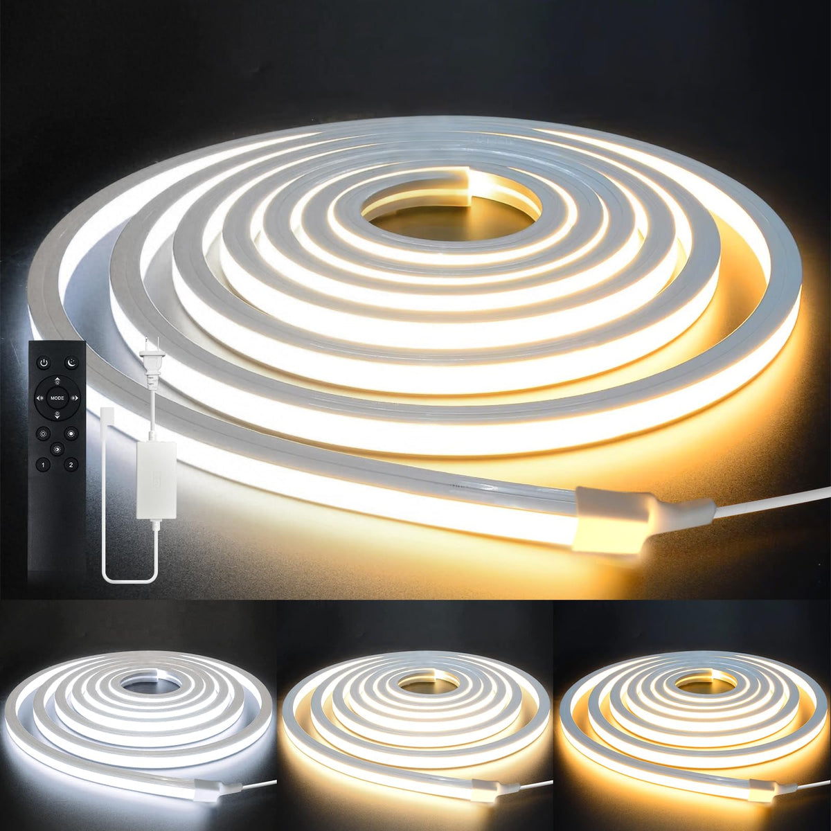 LED Strip Lights 9.8ft 110-120V,Dimmable Silicone Neon Rope - Image 1