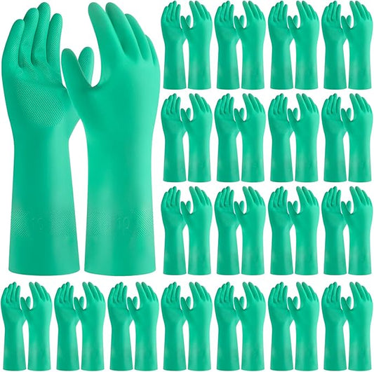 20 Pairs Nitrile Chemical Resistant Gloves, Reusable Heavy Duty Safety Gloves, Resist Household Acid
