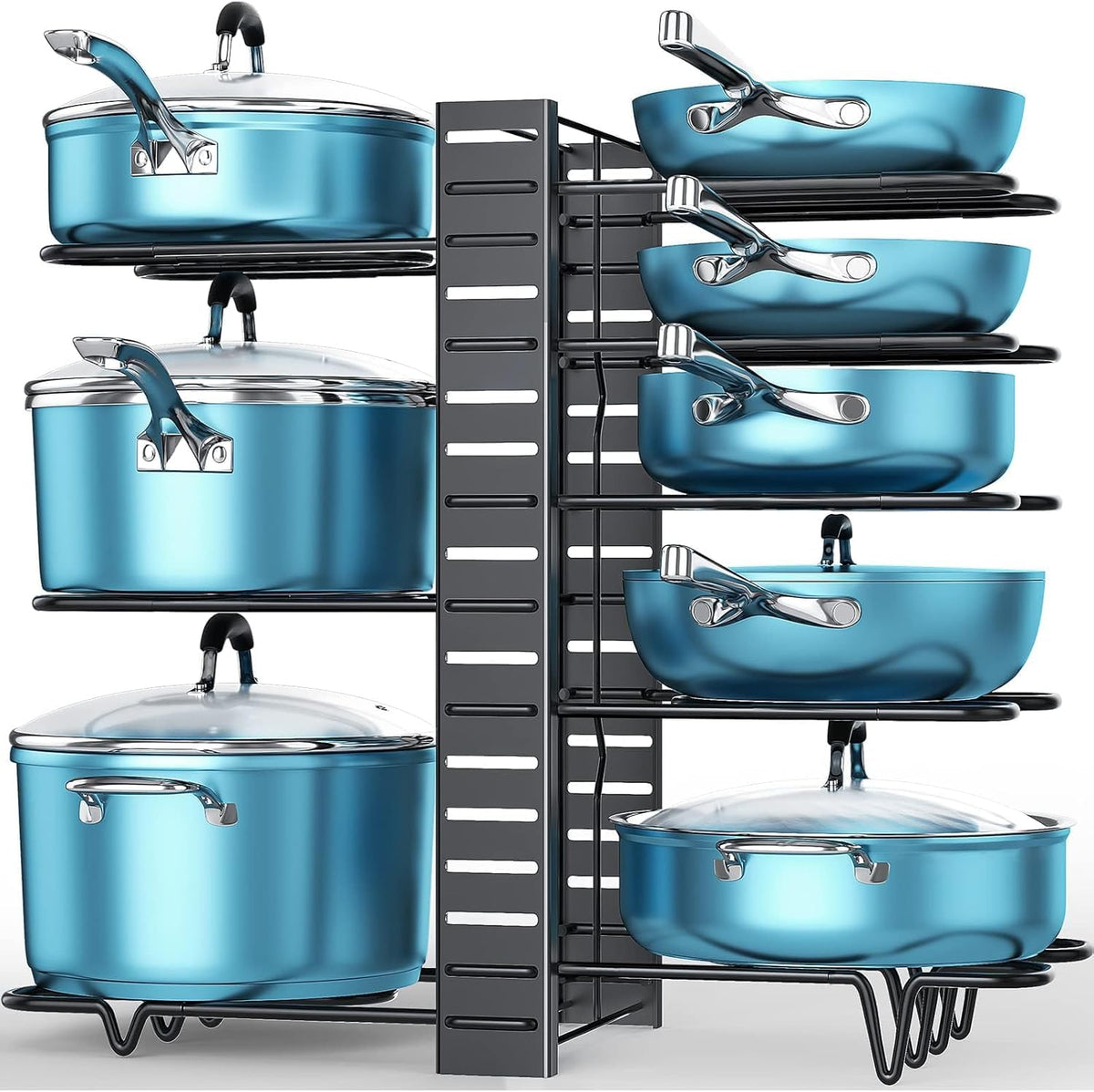 ORDORA Pots and Pans Organizer Under Cabinet 16.6", 8-Tier - Image 1
