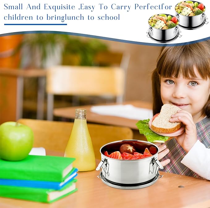 4 Pcs Stainless Steel Bento Box 54 oz Reusable 304 Stainless Steel Food Storage Containers with Lockable Clips to Leak Proof, Dishwasher Safe