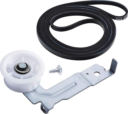 [UPGRADED Dual Ball Bearings] BlueStars 6602-001655/5ph2337 Drum Belt & DC93-00634A Dryer Idler Pulley with Sturdy Clip - Compatible with Samsung, Kenmore DV45H7000EW DV48H7400EW DV42H5000EW