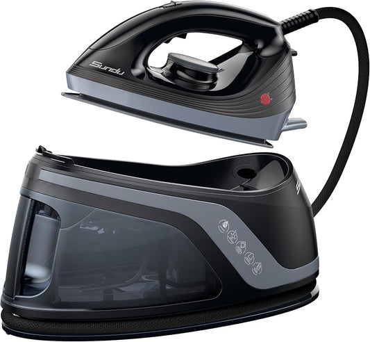 Sundu Steamer Iron,1600W Steam Station Professional Steam For Clothes with 44 oz Tank, 400 microsteam holes, Built-In Pump, Ceramic baseplate,Iron Lock For Easy Carry