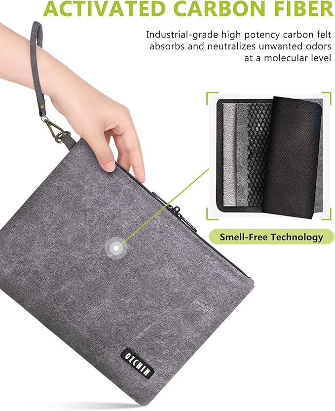 OZCHIN Smell Proof Bag Travel Storage Case Activated Charcoal Pouches Durable Odorless Medicine Organizer