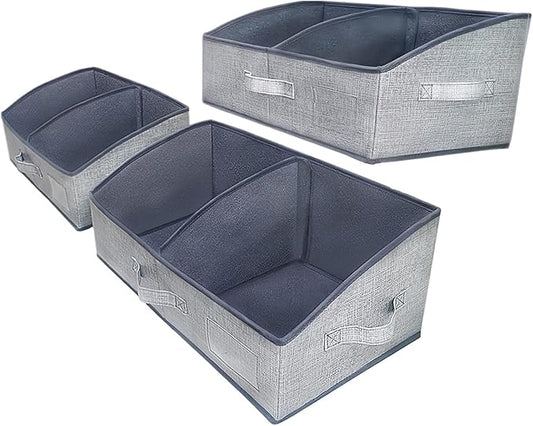 3 Packs Closet Storage Bins - Trapezoid Large Storage Box - Foldable Fabric Baskets for Organizing Clothes - Baby Toiletry, Toys, Towel, DVD, Book (Dark Grey, 20 x 11.2 x 8.3 inches)