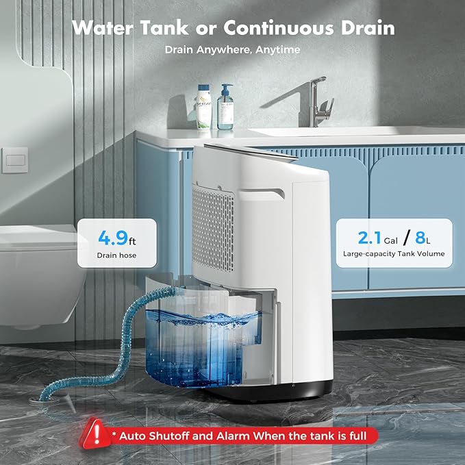 Dehumidifier for Basement 6,000 Sq Ft, 120 Pints Max. Smart Compressor,Intelligent Humidistat, Smart App-Controlled with Darin Hose And App Control for Basement, Bathroom,Living room,Bedroom,Home