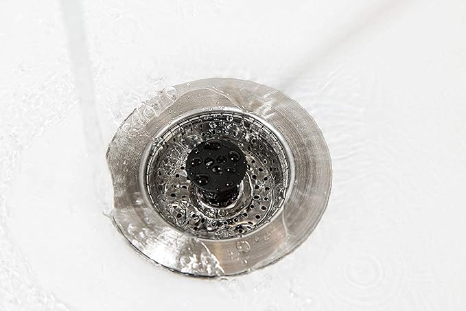 Kitchen SinkShroom Revolutionary Clog-Free Stainless Steel Sink Strainer, Black, 6-Pack