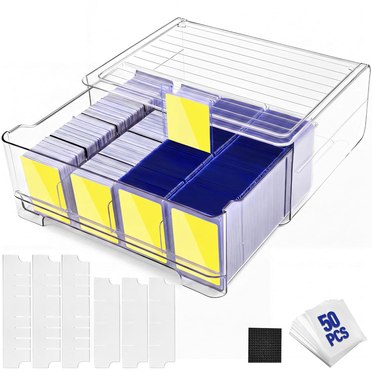 Trading Card Storage Box Fits Toploaders, 16-Compart | Pull Out Organi - Image 1