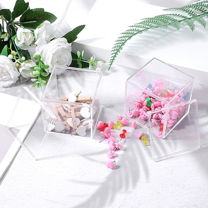 12 Pcs Clear Acrylic Box with Lid, Decorative Plastic Display Box, Acrylic Gift Boxes Mini Acrylics Containers Tiny Square Boxes Clear Storage Containers for Candy Jewelry Cosmetics 3x3x3 Inch