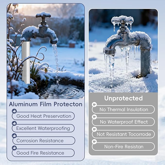 36'' L Pipe Insulation Foam Tube Heat Tape for Water Pipes Self Adhesive, Outdoor Foam Water Pipe Insulation for Winter Pipe Freeze Protection (10 PC)