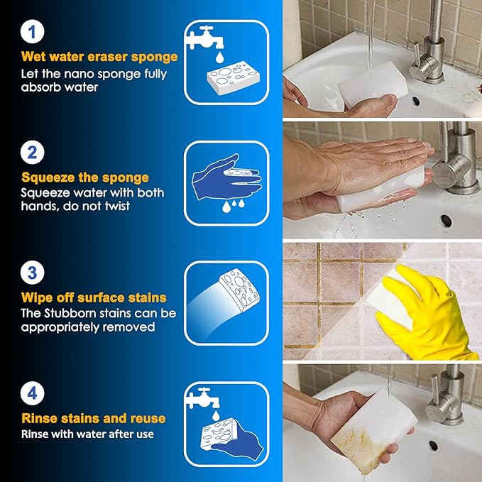 Melamine Sponge, 50Pcs+100Pcs+10Pcs,160pcs in total, Magic Sponge Eraser, Durable Cleaning Foam, Premium Scrubber Pads, for Sinks, Kitchen, Bathroom, Wall, Glass, Shoes, Multi-Purpose Powerful Sponge.