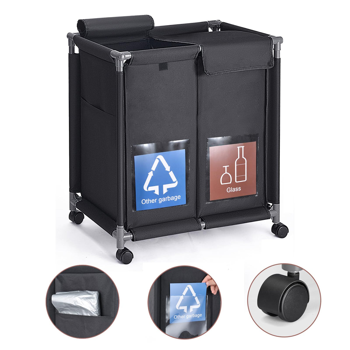 Hivexagon 2 in 1 Garbage Recycle Sorting Basket,2 Cover Top - Image 2