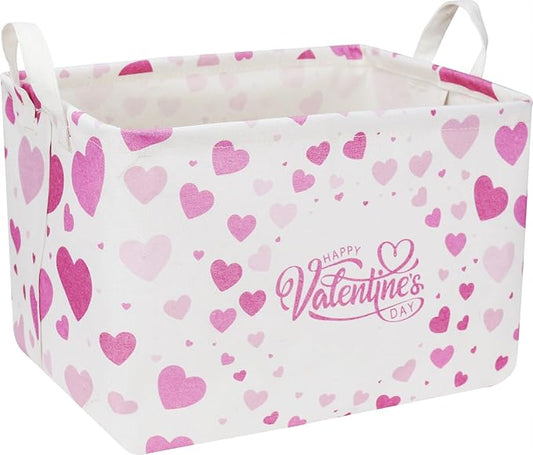 CLOCOR Rectangular Valentines Basket Empty,Toys Storage Basket,Waterproof Gift Basket,Room Decor(Valentine Basket)