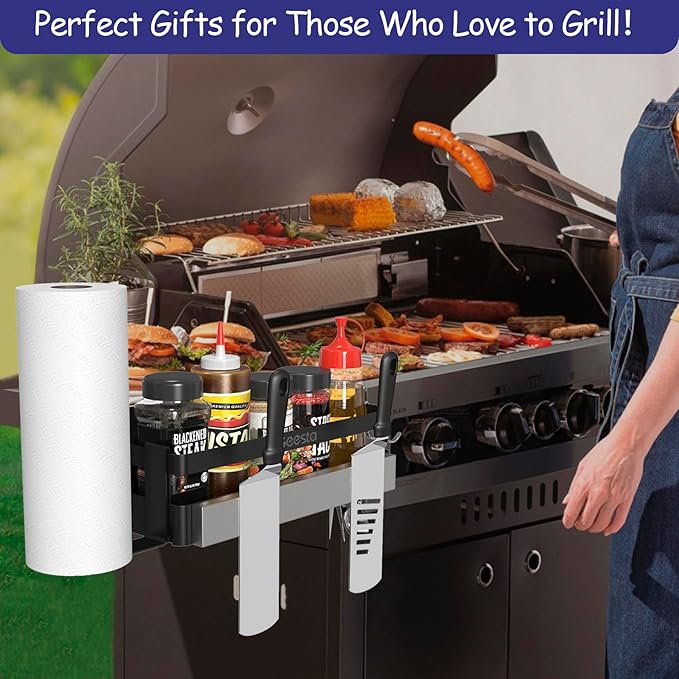 Geesta Upgraded Griddle Caddy for Blackstone 28"/36" Griddles/Weber Grill/Prep Cart, BBQ Grill Accessories Space Saver with Magnetic Tool Holder & Paper Towel Holder
