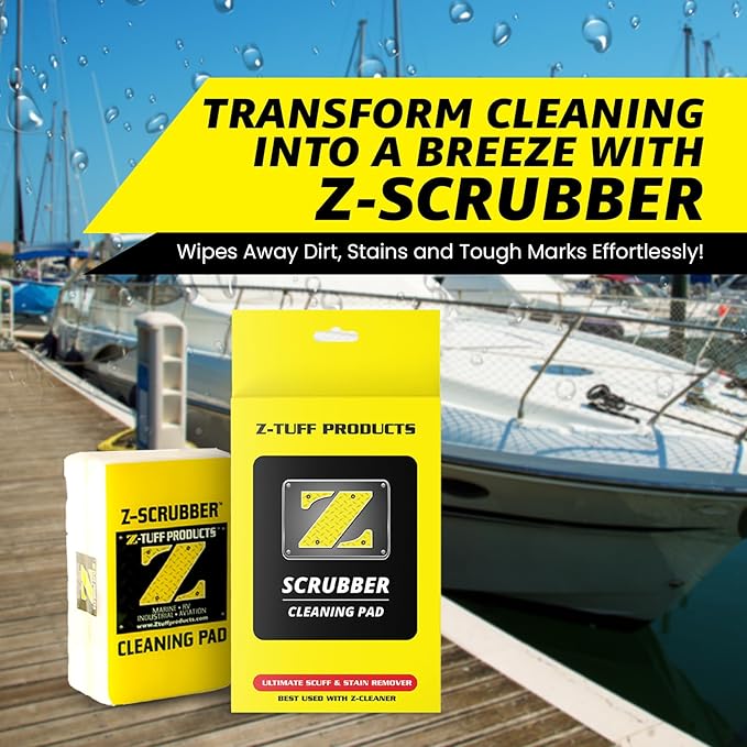 Z-Tuff Products Scrubber Pads – 6-Pack Xtra Heavy-Duty Cleaning Pads for Boats, RVs & More | All-Purpose Scuff & Grime Remover | Multi-Surface Cleaner for Fiberglass, Rubber, Vinyl & Metal and More