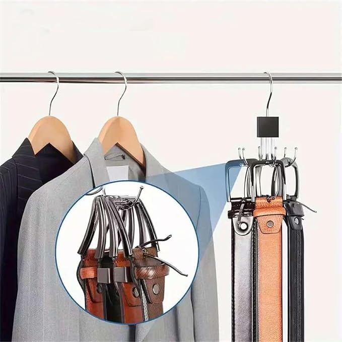 Belt Hanger for Closet Multi-Purpose 360° Rotatable Tank Top Hanger Tie Organizer for Closet Purse Holder for Closets Space-Saving Storage for Belt Bra Hat Tank Top Tie Scarf Purse (2PCS)
