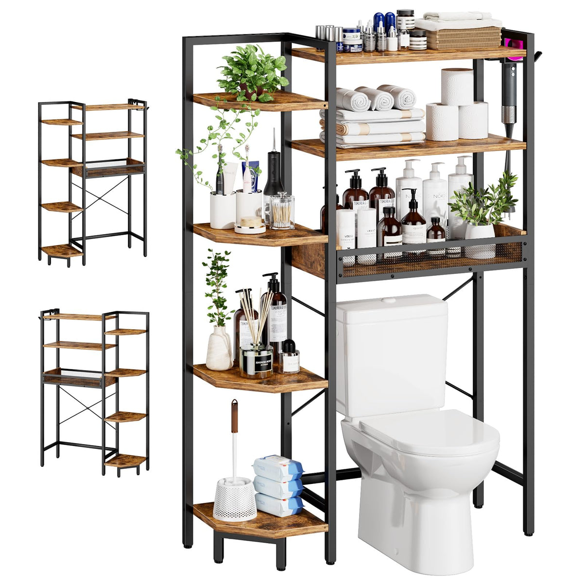 K1 Heavy Duty 7-Tier Over The Toilet Storage（With Basket - Image 1