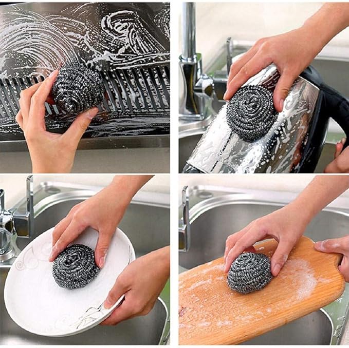12 Pack Stainless Steel Scrubber, Steel Wool Scrubber,Scouring Pads,Metal Scrubbers for Cleaning,Stainless Steel Sponge,Steel Wool Scrubber for Cleaning Dishes Sinks Ovens Pans Pots Kitchen