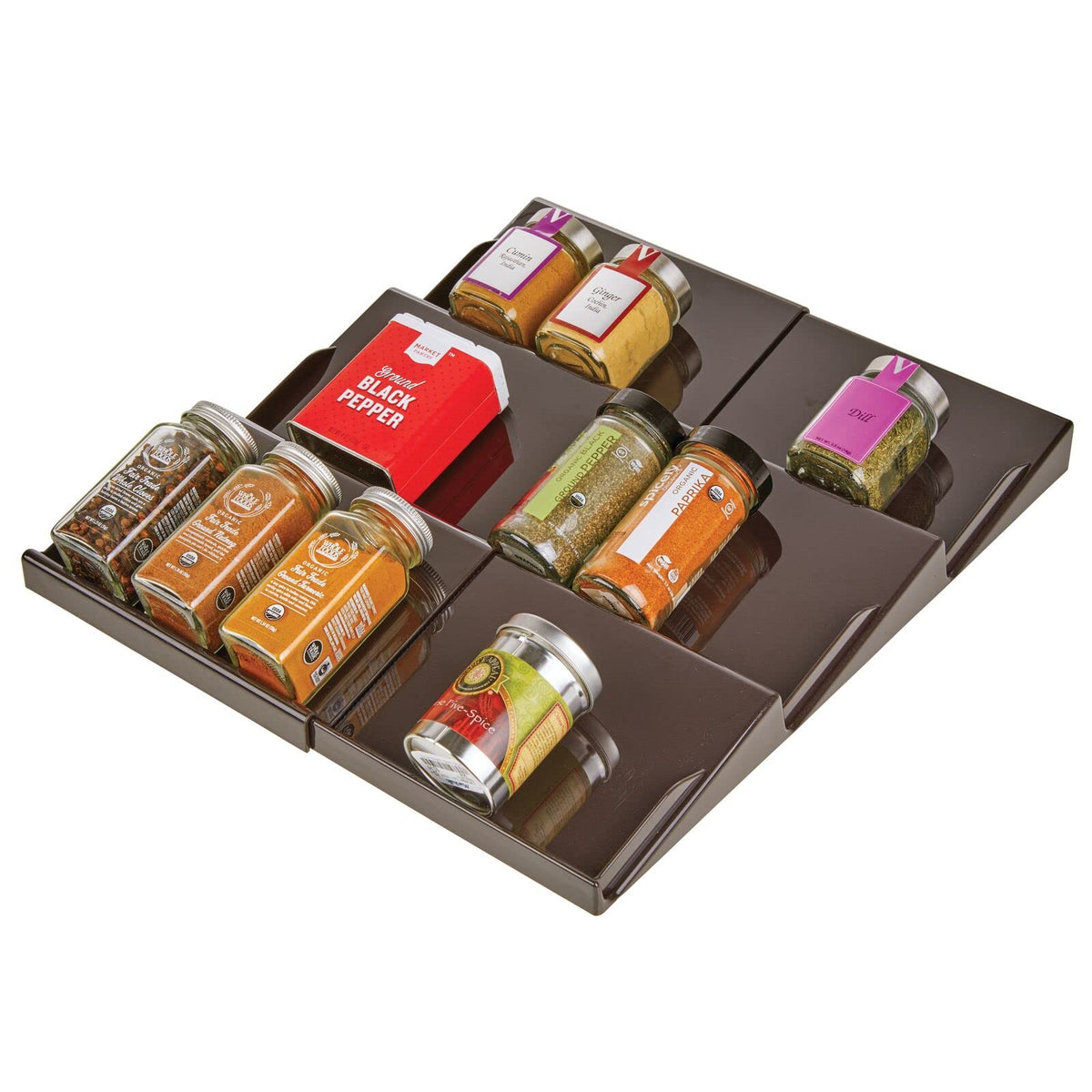 mDesign Expandable Plastic Deluxe Spice Rack, Drawer Organizer - Image 1