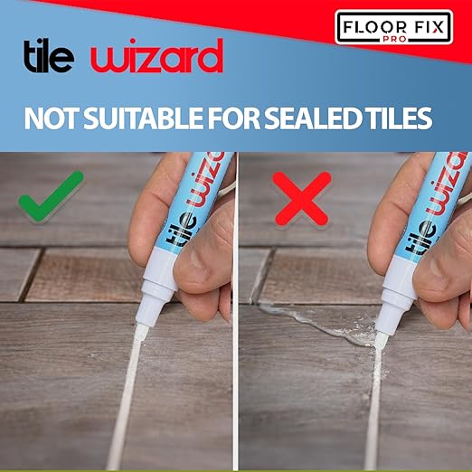 Tile Wizard Grout Pen from Floor-Fix Pro | Waterproof Grout Paint | Tile Grout Colorant and Sealer Pen | Narrow Tip 5mm | 2 Pack -7ml (White, 2 Pack)