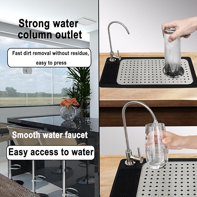 Stainless Steel Kitchen Sink Dishwasher with Faucet Cup Washer & Drainage Area – Ideal Bottle Dishwashing Cleaner & Accessories for Home Bar Faucet Sink(KF77-2)