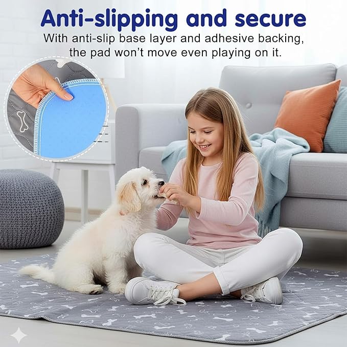 Puppy Pads with pheromones, Reusable Puppy Pads for Dogs & Cats, Washable, Durable Leak-Proof & Anti-Slip Pet Training Pads for Home & Travel(Grey, S: 18.1" × 18.1")