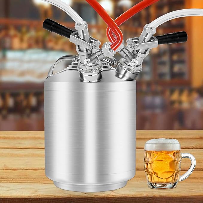 2.5 Gallon 10L Cleaning Keg Stainless Steel Beer Line Cleaner with 2D Coupler Keg Line Cleaning Kit Cleaning Keg for Beer Line Cleaning