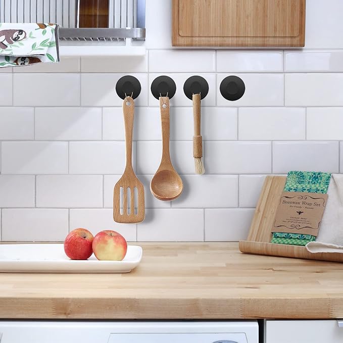 Modern Round Hook Matte Black Self Adhesive Wall Hook 2 Pack Stainless Steel Coat Hooks Towel Hanger for Kitchen Bathroom