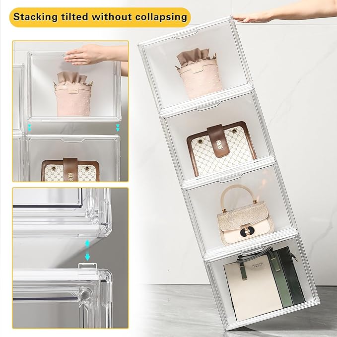 Clear Showcase with Light, Stackable Acrylic Display Case for Collectibles, Figures, Shoes, Toys & Jewelry, Dustproof Storage Box - Support Voice Control Lighting