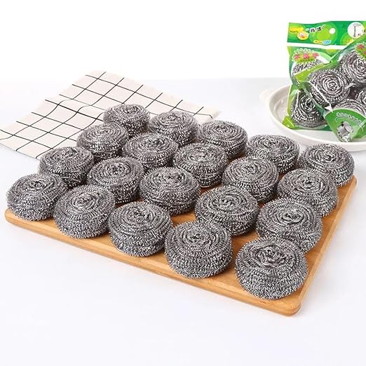 Stainless Steel Scouring Pads, 20 Pack Heavy Duty Scrubbers for Kitchen, Pots, Pans, Bathroom