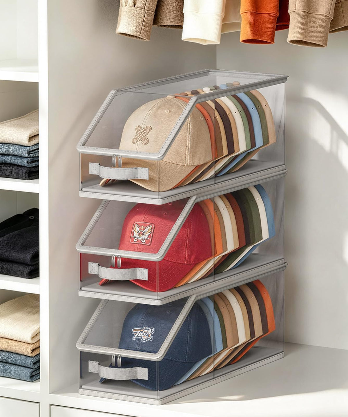 3 Packs Stackable Hat Storage for Baseball Caps Holds up - Image 1