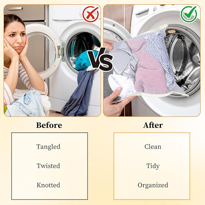 2PCS Mesh Laundry Bags for Washing Machine, Mesh Bag for Laundry Delicates Bag Large Laundry Bag 19x19 Inch Durable Laundry Wash Bag Gentle Wash Protection with Zipper Closure