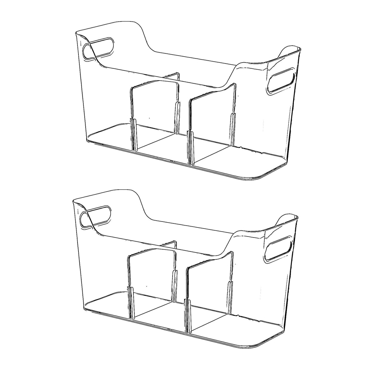 Tall Narrow Clear Bins with Dividers, Plastic Containers - Image 1