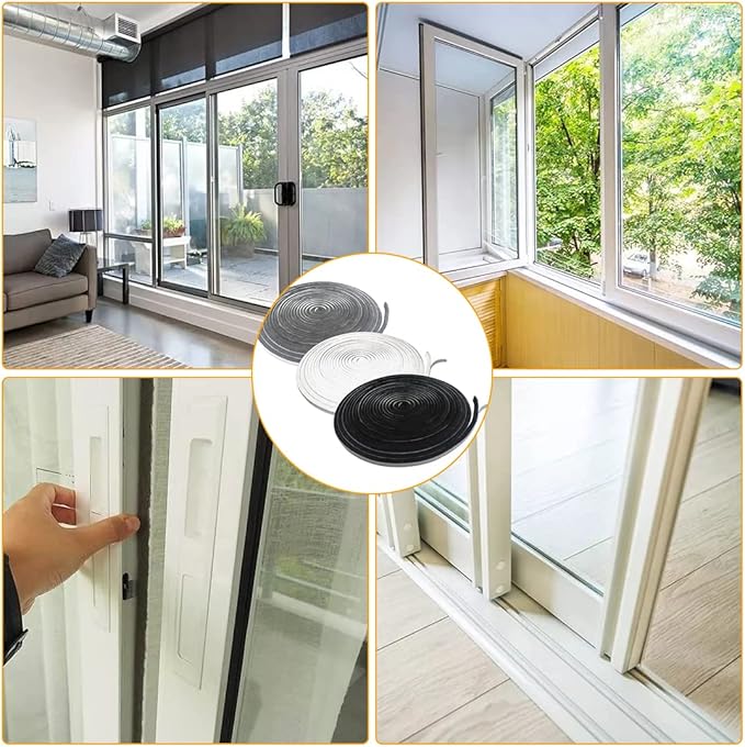Bruiefpap 39.4FT Weather Stripping for Doors and Windows, Self-Adhesive Window Insulation for Winter, Weatherstrip for Draft Stopper, Soundproofing, Dustproof, 0.35'' Wide x 0.2'' Thick, White