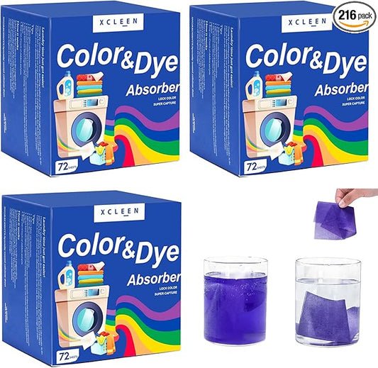 Color Absorber Laundry Sheets 216 Count, Dye Catcher to Prevent Clothes from Smearing, Fragrance Free Color Trapping Sheets for Home School or Apartment