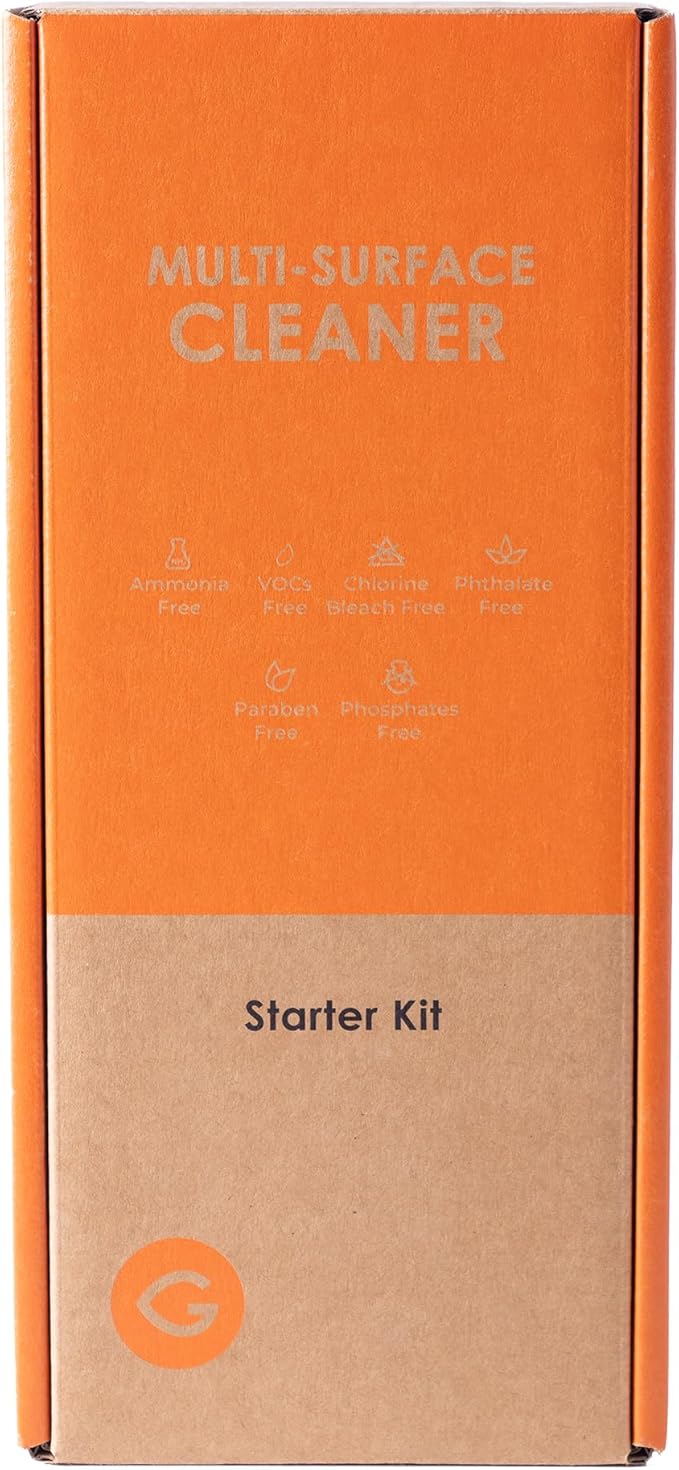 Multi-Surface Cleaner Starter Kit | Refillable Glass Spray Bottle + 6 Water-Soluble Tabs