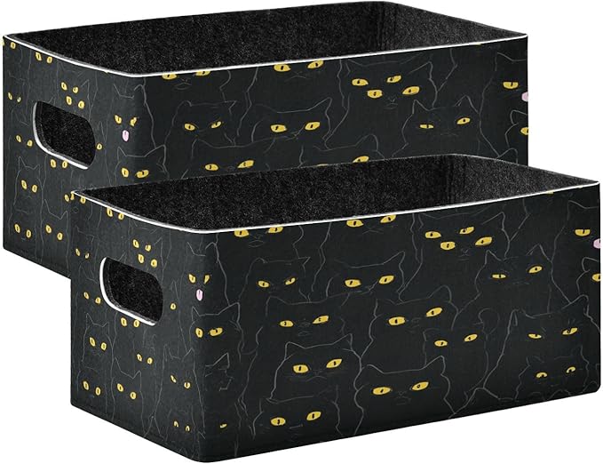 Kcldeci Black Cat Storage Bins Baskets for Organizing, Sturdy Storage Basket Foldable Storage Baskets for Shelves Closet Nursery Toy