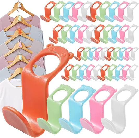 SLMT Clothes Hanger Connector Hooks 100PCS Space Saving Hanger Extender Hooks Closet Organizer for Plastic Hangers Wire Hangers Heavy Duty Hangers