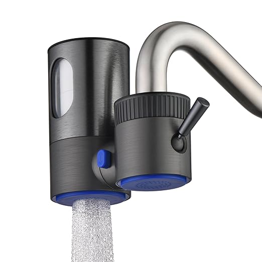 sumerain Lead-Reducing Water Filter for Sink Faucet, Vertical Faucet Mount Water Filtration System, Reduces 99% Chlorine & Heavy Metals-No Tools Installation