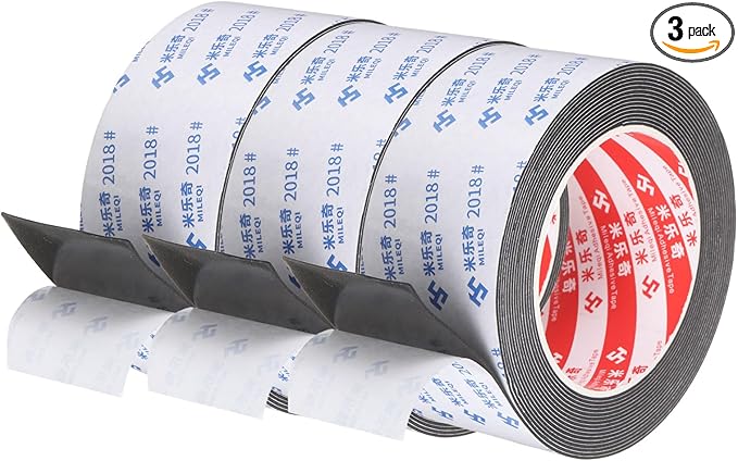 PATIKIL 3Roll Sponge Rubber Foam Tape, 1 31/32" W x 1/32" t x 16.4ft l Self-Adhesive Foam Insulation Tape Weather Stripping for Window Door Soundproofing Weatherstrip AC Seal Strip, Black